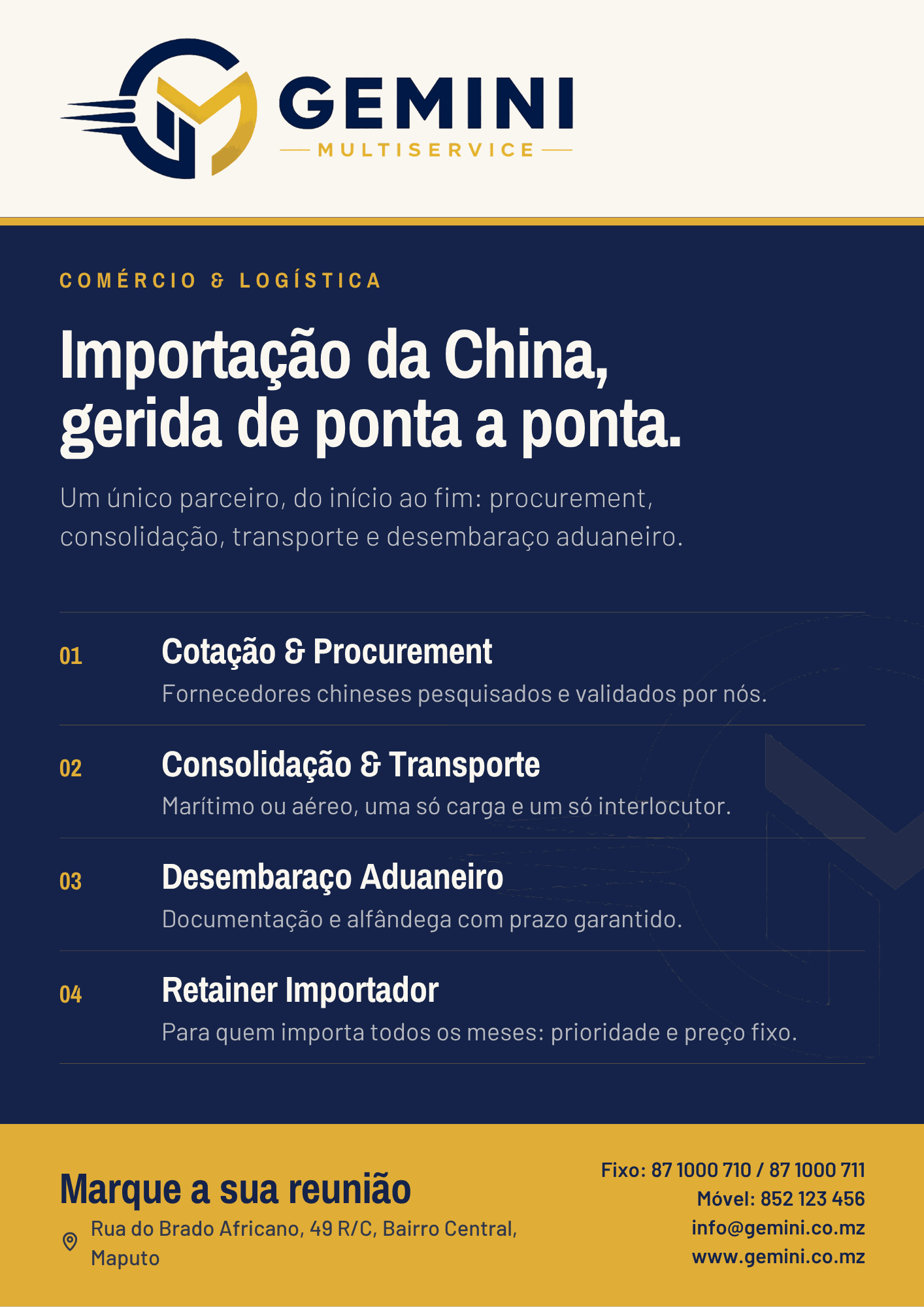 Cartaz do pacote Comércio & Logística — Gemini Multiservice